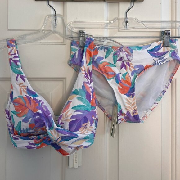 NWT Sea Level Botanica Cross Front Top + Mid Rise Bottom Swim Set 4-6 White - Picture 6 of 15